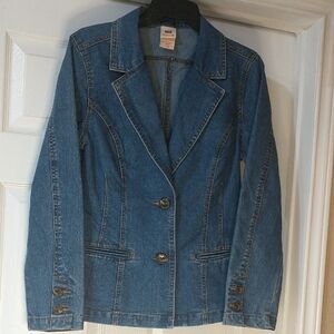 Faded Glory Blue Denim Jacket size S (4-6) P2P=18" Shoulder 2 Hem=24"